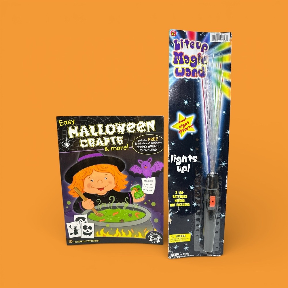 Vintage Halloween Bundle w/ Easy Crafts and More Book and Lite up Magic Wand NEW